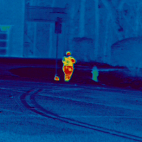 Thermograph of person approaching a security watchpoint